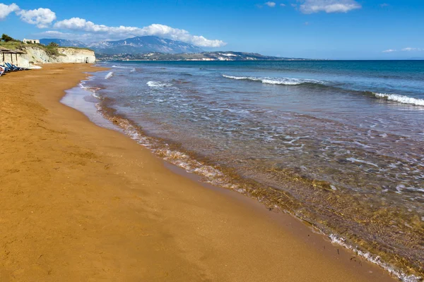 Panorama z Xi Beach, plaża z czerwonym piaskiem w Kefalonia, Grecja — Zdjęcie stockowe