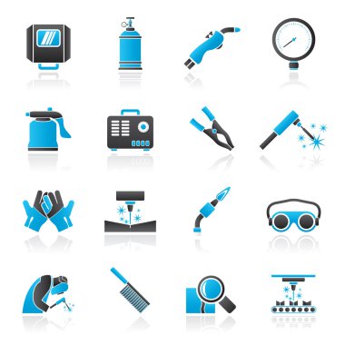Kaynak ve inşaat araçları simgeler - vektör Icon set