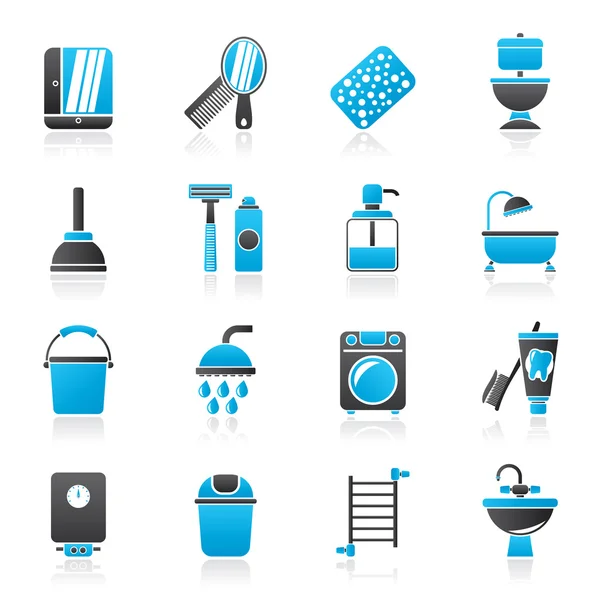 Bathroom and hygiene objects icons — Stock Vector