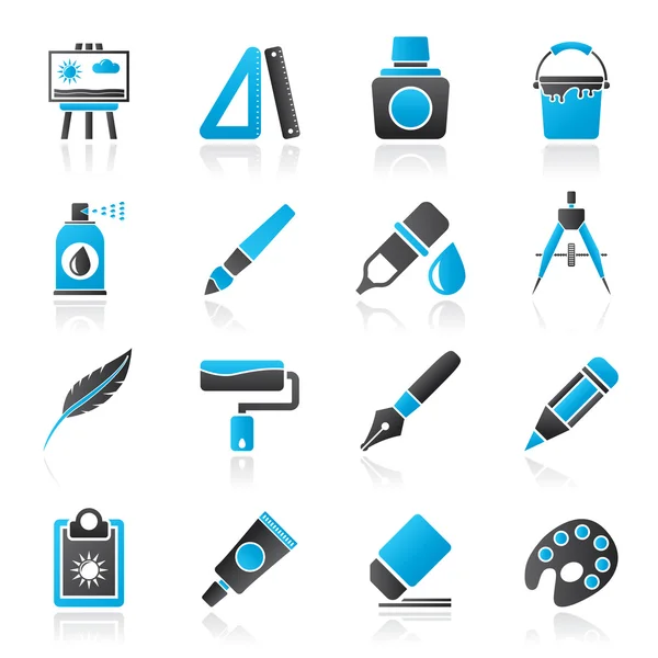 Art and painter icons — Stock Vector