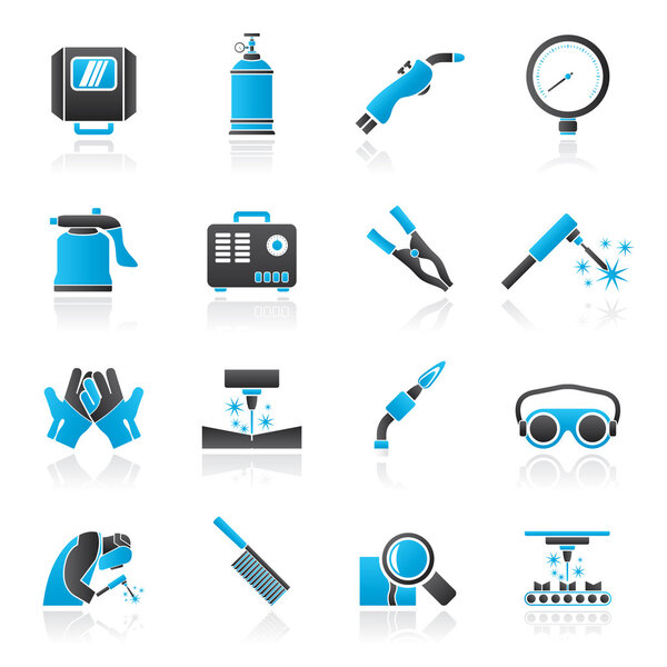 Welding and construction tools icons - vector icon set