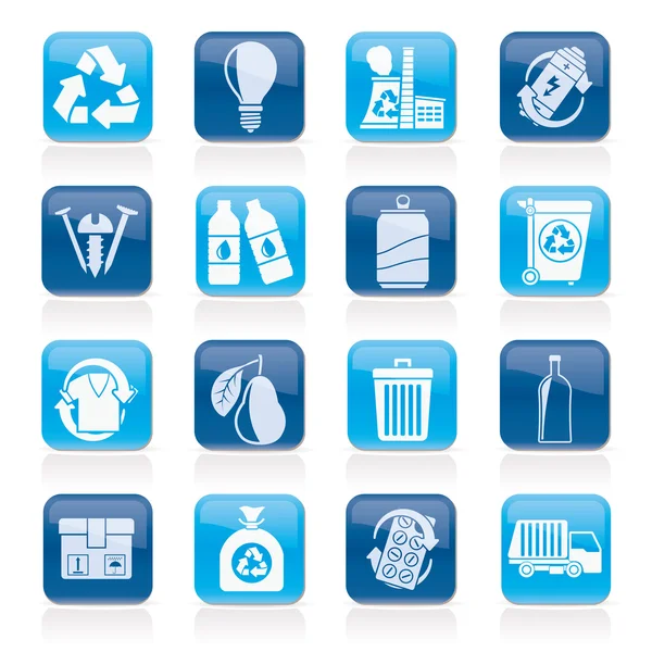 Garbage and Recycling Icons — Stock Vector