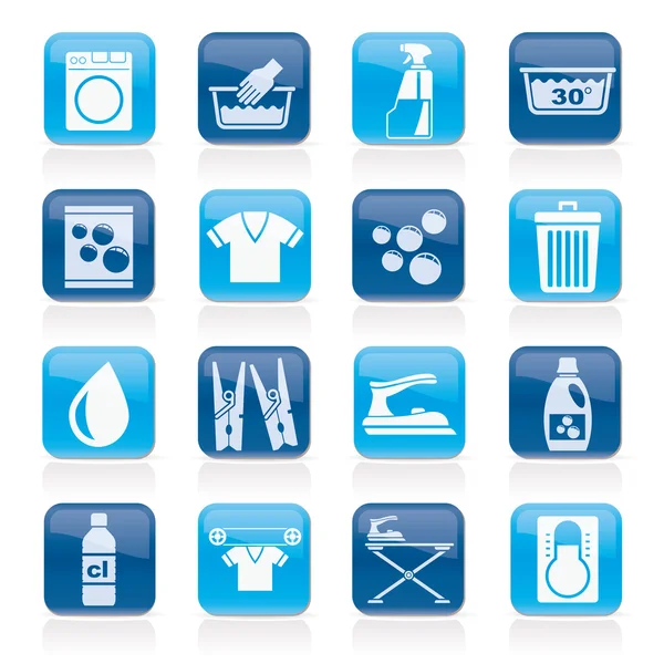 Washing machine and laundry icons — Stock Vector