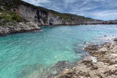 Limnionas panoramik plaj bay Zakynthos Adası'nda