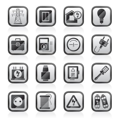 güç, enerji ve elektrik simgeler 