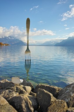 Vevey kasaba, Vaud kantonu dan Cenevre Gölü Panoraması