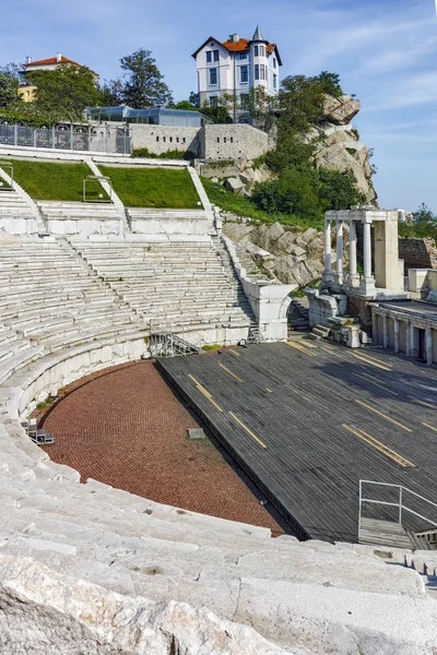 Panorama van het oude Romeinse theater in Plovdiv, — Stockfoto