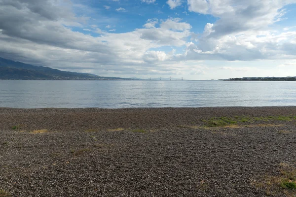 Widok na most kabel między Rio i Antirrio od Nafpaktos, Patra — Zdjęcie stockowe