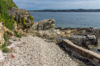 Küçük plaj Ammouliani Adası, Athos, Chalkidiki, orta Makedonya