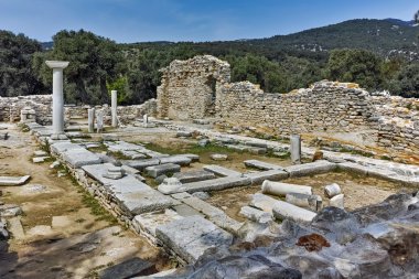 Antik arkeolojik Aliki kilisede görünümü içinde Thassos Adası, Doğu Makedonya ve Trakya