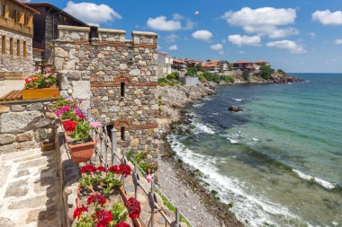 Amazing panorama with Ancient fortifications in old town of Sozopol, Burgas Region clipart