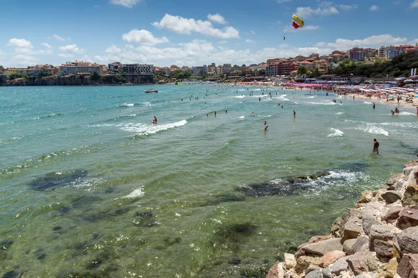 Panoramic view of central beach of Sozopol, Burgas Region — Stock Photo, Image