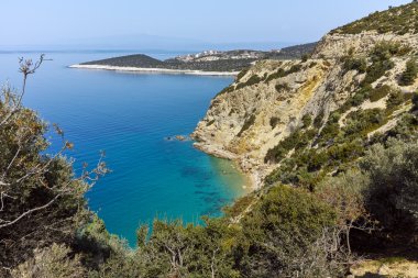 Thassos Adası, Doğu Makedonya ve Trakya mavi sularda ile inanılmaz küçük plaj