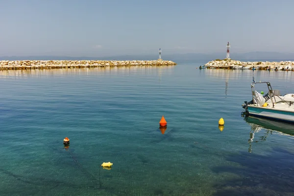 Panorama del porto di Skala Sotiros, isola di Taso, Macedonia orientale e Tracia — Foto Stock