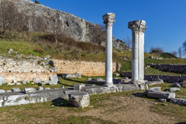 Philippi, Doğu Makedonya ve Trakya arkeolojik alanında panorama ve sütunlar
