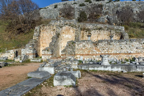 Ruiny na obszarze archeologicznym Philippi, wschodniej Macedonii i Tracja — Zdjęcie stockowe