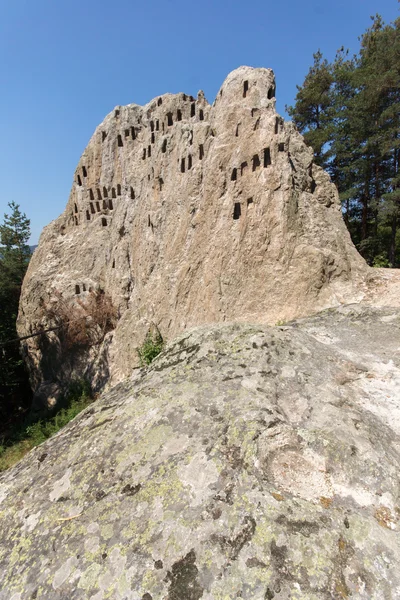 Panoramic view of Thracian Sanctuary Eagle Rocks near town of Ardino, Kardzhali Region — Stock Photo, Image