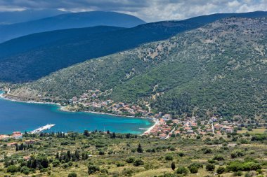 Agia Effimia şehir, Kefalonia, oniki adalar manzarasına