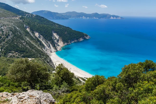 Güzel Myrtos beach, Kefalonia, İyonya Adaları Mavi su