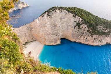 Navagio batık Beach, Zakynthos mavi suları,