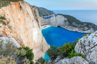 Navagio batık Beach, Zakynthos gün batımı görünümü