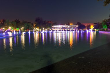 Gece panorama şarkı çeşmeler şehir Plovdiv