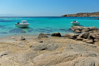 Paranga Beach Mykonos Adası, Cyclades küçük tekne
