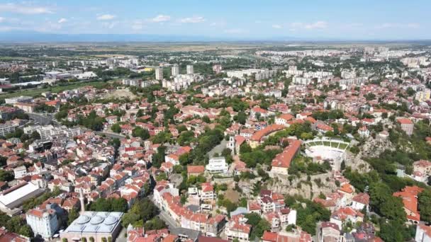 Increíble Vista Aérea Del Centro Ciudad Plovdiv Bulgaria — Vídeos de Stock