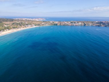 Bulgaristan 'ın Burgaz Bölgesi Sozopol yakınlarındaki Smokinya Plajı' nın hava manzarası