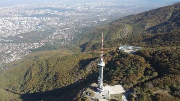 Vista Aérea Outono Torre Kopititoto Panorama Cidade Sófia Bulgária — Vídeo de Stock