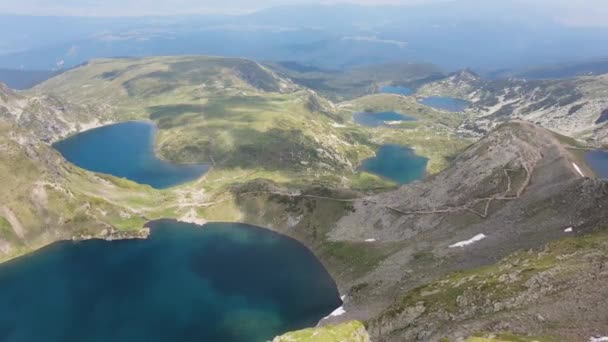 Vista Aérea Los Siete Lagos Rila Montaña Rila Bulgaria — Vídeos de Stock