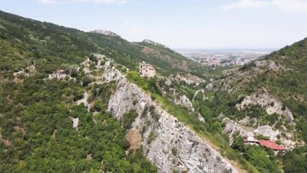 Vista Aérea Das Ruínas Fortaleza Medieval Asen Asenovgrad Região Plovdiv — Vídeo de Stock