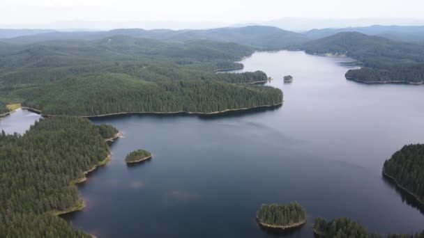 Αεροφωτογραφία Του Shiroka Polyana Wide Meadow Reservoir Pazardzhik Region Βουλγαρία — Αρχείο Βίντεο