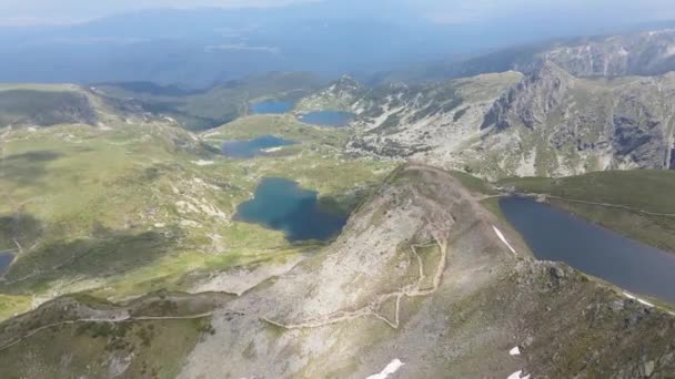Vista Aérea Los Siete Lagos Rila Montaña Rila Bulgaria — Vídeos de Stock