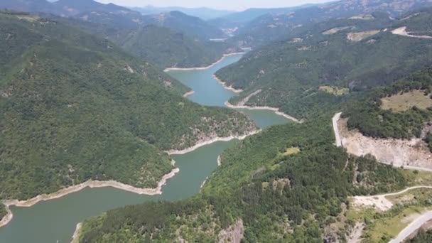 Aerial View Tsankov Kamak Reservoir Smolyan Region Bulgaria — Stock Video