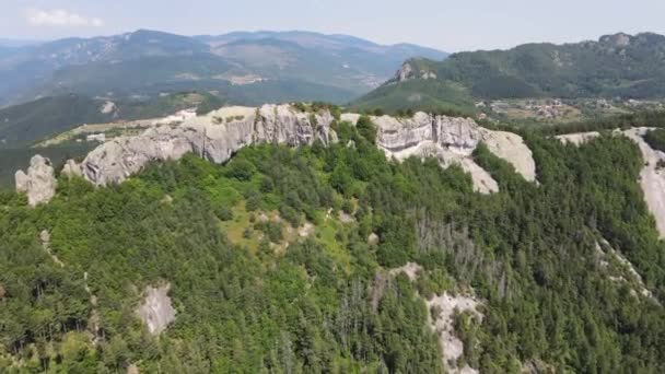 Flygfoto Över Belintash Antik Fristad Tillägnad Guden Sabazios Rhodope Mountains — Stockvideo