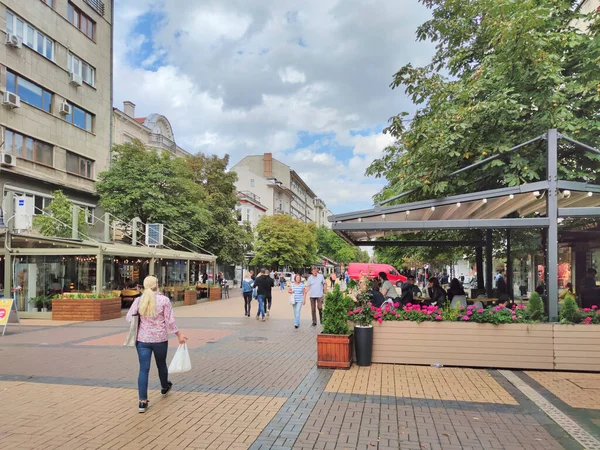 Sofia Bulgarien September 2020 Spaziergänger Auf Dem Boulevard Vitosha Sofia — Stockfoto