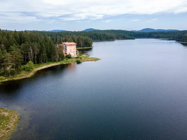 Vista Aérea Del Embalse Shiroka Polyana Prado Ancho Región Pazardzhik —  Fotos de Stock