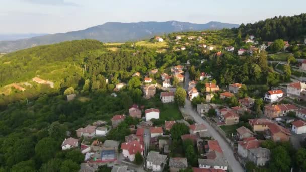 Vista Aérea Aldeia Yavrovo Com Autênticas Casas Século Xix Região — Vídeo de Stock