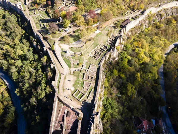 Aerial View Ruins Capital City Second Bulgarian Empire Középkori Erődítmény — Stock Fotó