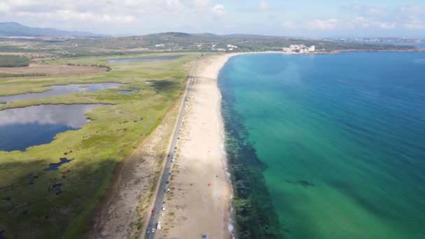 Vista Aérea Driving Beach Cerca Del Resort Dyuni Región Burgas — Vídeos de Stock