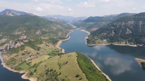 Fantastisk Antenn Panorama Över Arda River Meander Och Kardzhali Reservoir — Stockvideo