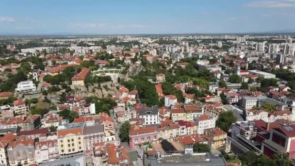 Increíble Vista Aérea Ciudad Plovdiv Bulgaria — Vídeos de Stock