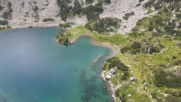 Widok Lotu Ptaka Jezioro Fish Banderitsa Pirin Mountain Bułgaria — Wideo stockowe
