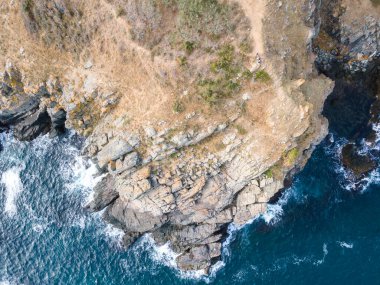 Bulgaristan 'ın Burgaz Bölgesi Dyuni tatil beldesi yakınlarındaki Cape Agalina' nın hava manzarası