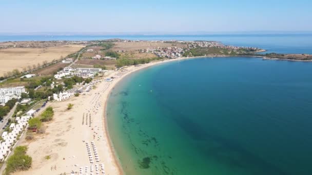 Vedere Aeriană Plajei Gradina Grădină Lângă Orașul Sozopol Regiunea Burgas — Videoclip de stoc