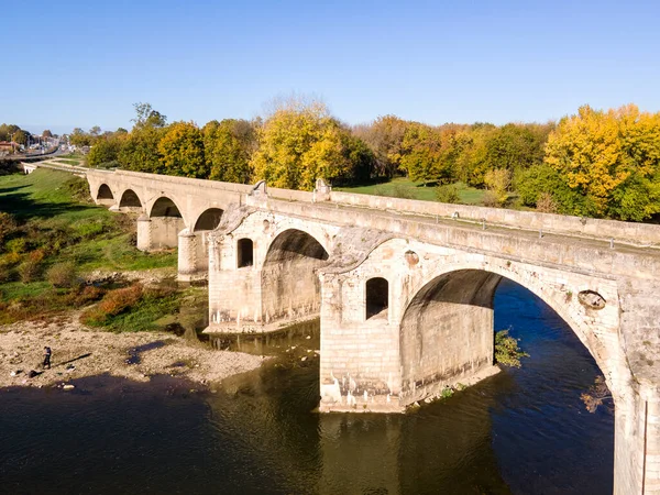 Veduta Aerea Del Ponte Ottocentesco Sul Fiume Yantra Noto Come — Foto Stock