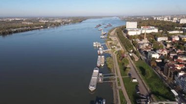 Tuna Nehri 'nin Ruse ve Tuna Nehri yakınlarındaki havadan görünüşü