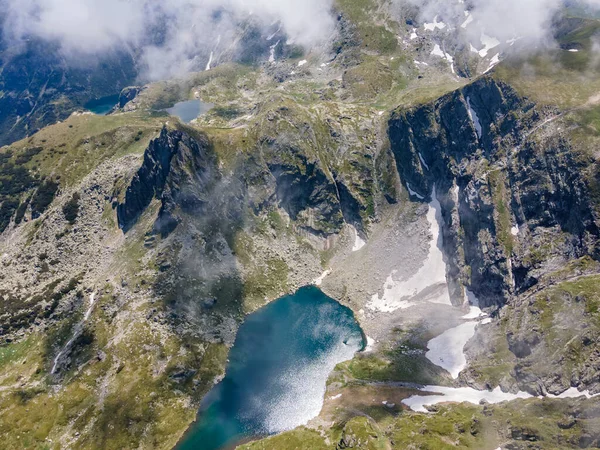 Vista Aérea Incrível Dos Sete Lagos Rila Montanha Rila Bulgária — Fotografia de Stock