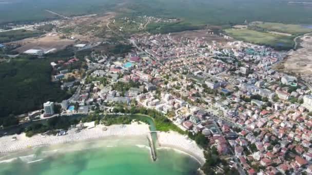 Increíble Vista Aérea Ciudad Primorsko Región Burgas Bulgaria — Vídeos de Stock